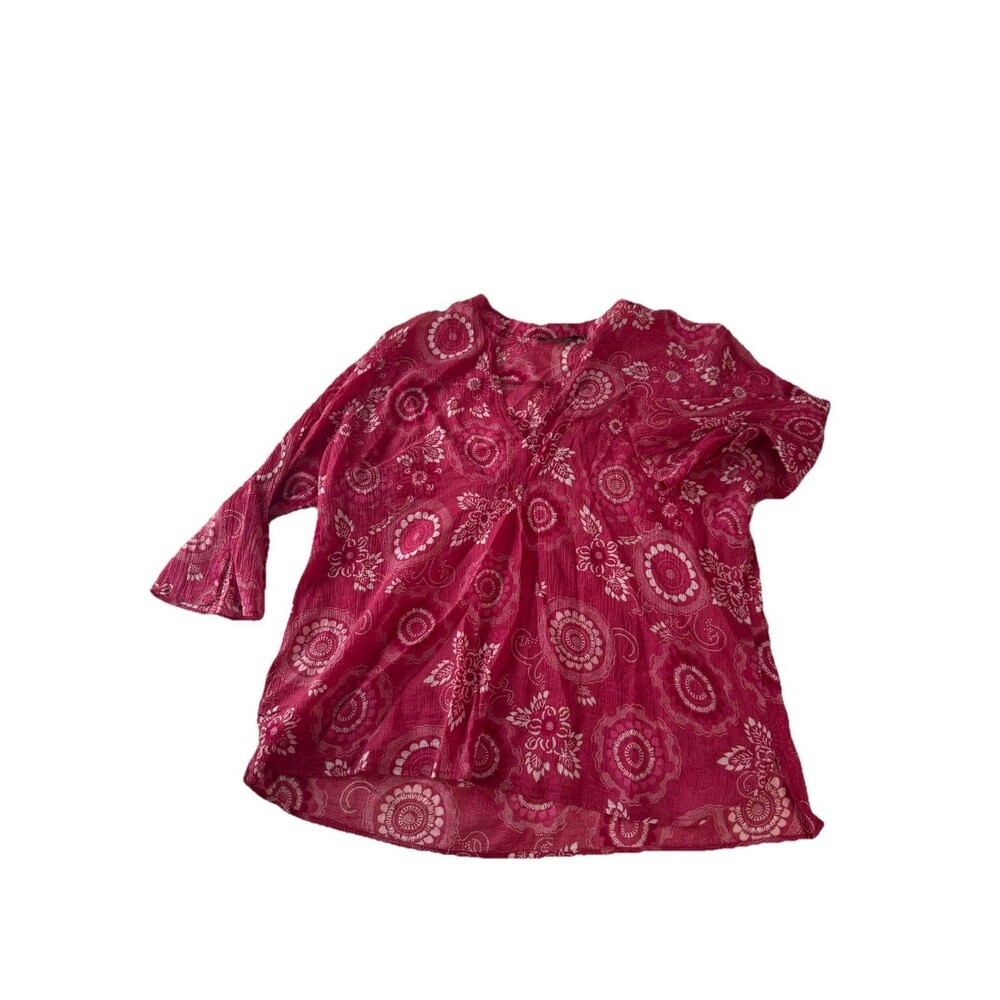 Eddie Bauer Top Womens XL pink Lightweight Cotton Semi Sheer Casual Ladies